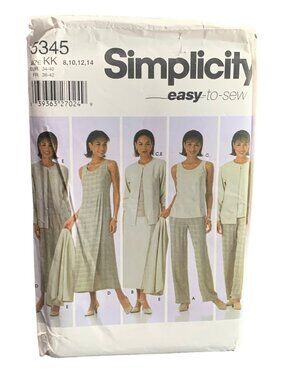 Simplicity Pattern 5345 Misses' Sizes 8 10 12 14 Dress Pant Skirt Jacket Uncut 2